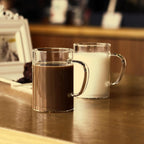 LUXU Glass Coffee Mugs 16 oz,Set of 4 Large Glass Coffee Cups Clear Tea Cups,Lead-Free Glasses Cups for Water,Latte,Milk-Flat Bottomed Design