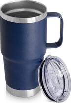 HASLE OUTFITTERS 20oz Tumbler with Lid, Stainless Steel Tumbler with Handle, Metal Insulated Travel Coffee Mug with Handle, Double Wall Vacuum Spill Proof Tumbler Cup, Navy 1 Pack
