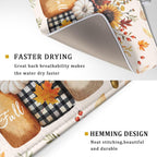Autumn Sunflowers Vase Dish Drying Mat for Kitchen Counter,Fall Pumpkin Maple Leaves Drying Mat 18 x 24 Inch with High Absorbent Microfiber Dish Drying Drainer Mat for Coffee Bar