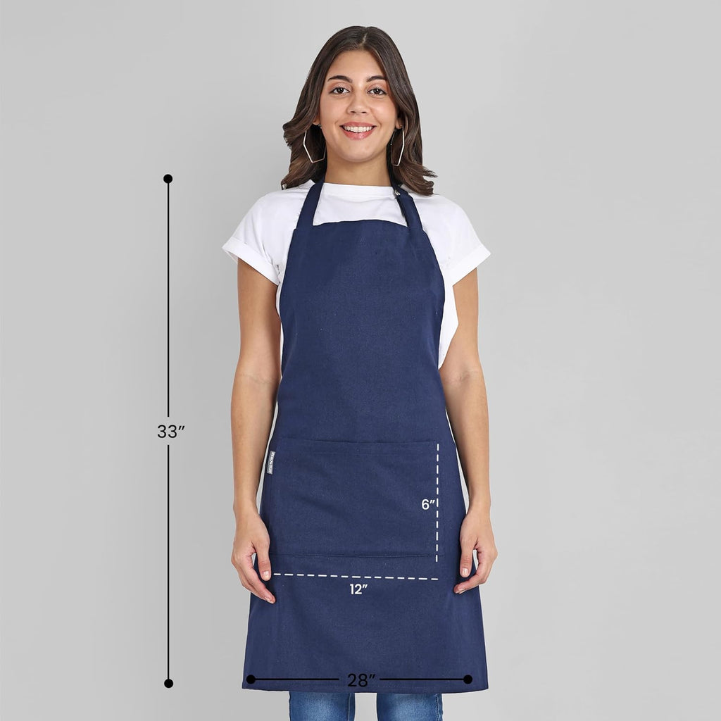 Chef Apron, Recycled Cotton Kitchen Apron with an Adjustable Neck with Long Ties, for cooking, baking