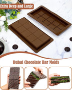 LGQUK Dubai Chocolate Bar Mold Silicone Chocolate Bar Molds, Deep Rectangular, 2 Pack, Large Size for Stuffed Bars (2PCS Deep Size)