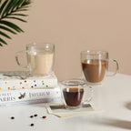 CNGLASS Double Wall Glass Coffee Mugs 12 oz,Insulated Glass Coffee Cups with Handle,Clear Espresso Mugs for Cappuccino,Latte,Tea Bags,Hot and Cold Beverages,Set of 2