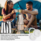 2Pcs Filter with 3Pcs Silicone Gasket Seals for 2 Cup Stovetop Espresso Coffee Maker Replacement Parts for Big Tummy and Straight Stainless Steel Moka Pot