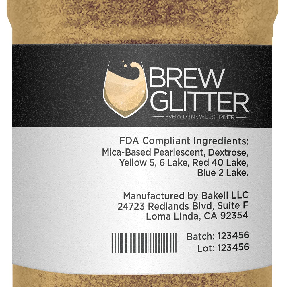 Gold BREW GLITTER Edible Glitter For Drinks, Cocktails, Beer, Garnish Glitter & Beverages | KOSHER & HALAL Certified | 100% Edible & Food Grade | Vegan, Gluten, Nut Free (45g Shaker, Gold)