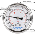 Glycerin Filled Vacuum Pressure Gauge, 2-1/2" Clear dial,1/4" NPT Back Connection, Stainless Steel Case, Brass Movement, Dual Scales -30HG/60PSI……