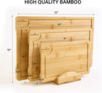 Bamboo Cutting Boards for Kitchen, Wood Cutting Board with Holder, Bamboo Cutting Board Set Reversible with Juice Grooves for Meat Cheese Fruit and Vegetables (Four Piece Set)