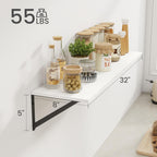 Heimlove White Deep Floating Shelves for Wall, 32W x 8D Wood Wall Shelves Set of 2, Wide Floating Bookshelf for Living Room, Kitchen, Office, Bedroom and Decor Storage, with Black Bracket - White