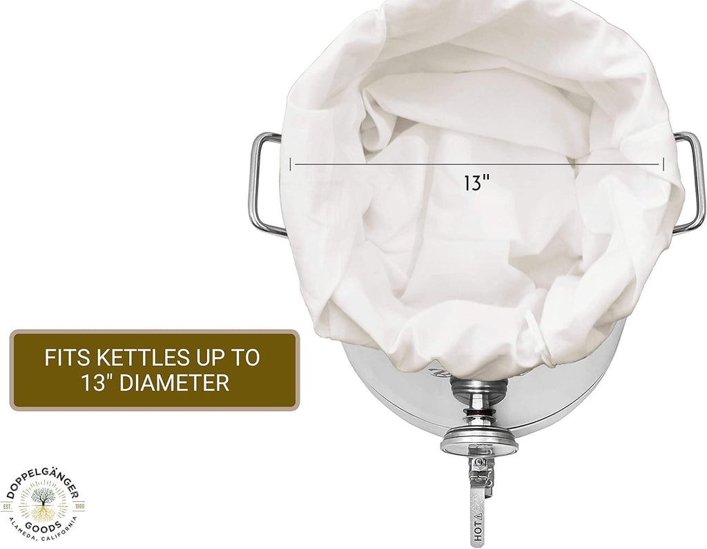 (XL 22in x 26in) Organic Cotton Brew In A Bag - Reusable Home Brewing Strainer Bag to Boil and Strain Hops, Apple Cider, or Extra Large 5 Gallons Commercial Cold Brew Coffee Filter