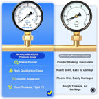 MEANLIN MEASURE 0-60Psi Well Pump Pressure Gauge 1/4" NPT 2" FACE DIAL for Pool Filter Pump Water Oil Air Compressor Tire Pressure Tester Lower Mount, with Teflon Tape