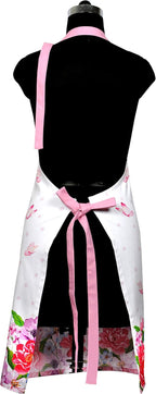 AMOUR INFINI Cotton Aprons for Women with Pocket, Adjustable Strap & Waist Ties - Washable Aprons for Baking, Cooking, Gardening (27.5 x 33 Inches - Spring Floral)