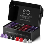ROSSO CAFFÈ Espresso Coffee Pods for Nespresso Original Machines - 80 Capsules Dark Roast Intense Pack, 4 Strong and Robust Flavors - Made in Italy