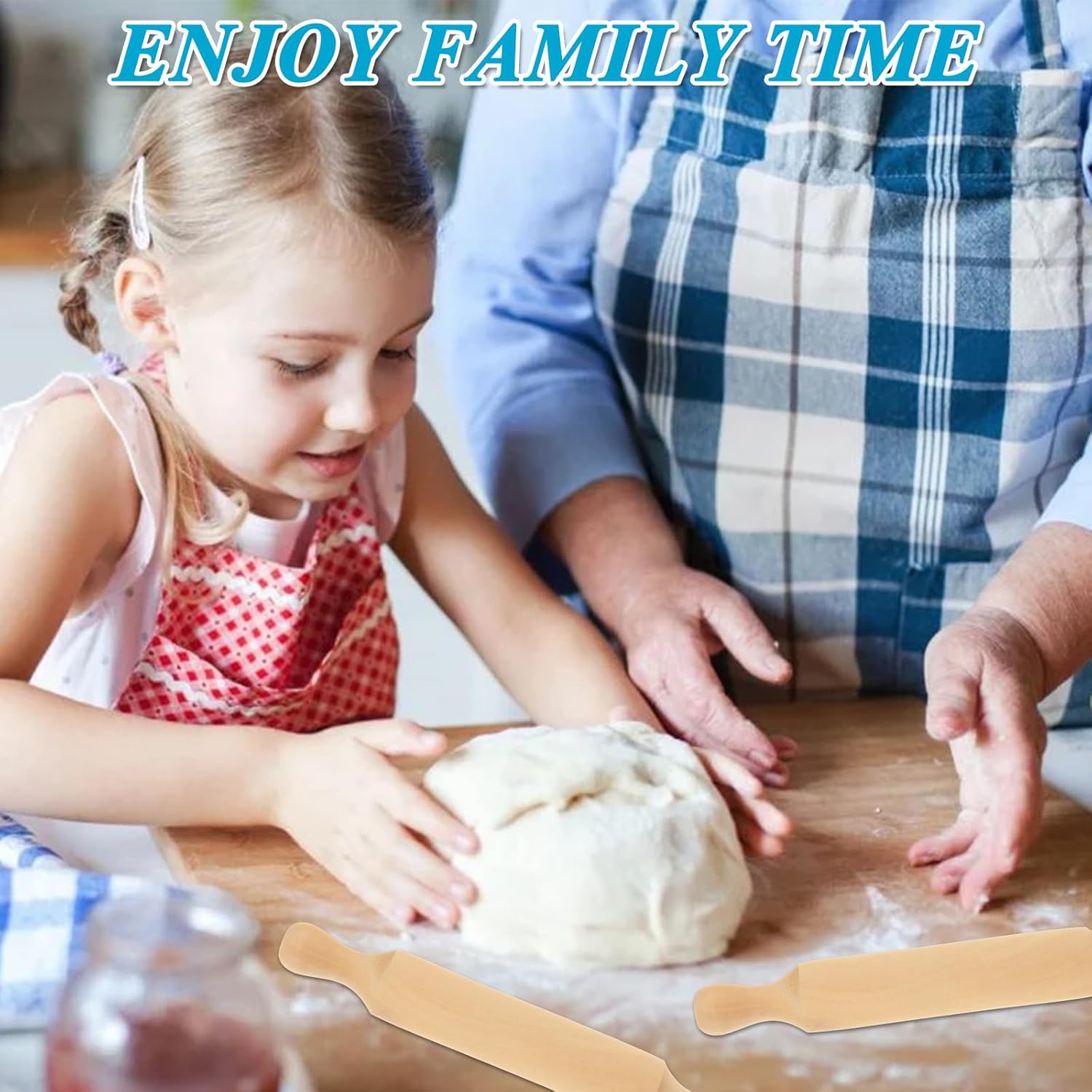 50Pcs Wooden Mini Rolling Pin, 5.5 Inches Mini Rolling Pin for Crafts, Small Dough Rolling Pins for Imaginative Play and Baking Pastry Pizza Cookie Create, Halloween and Christmas Presents