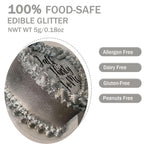 Silver Edible Glitter Glimmer Powder for Cakes Drinks - Colaele 5 grams Food Grade Luster Dust Metallic Food Decorating Sprinkle Disco Brew Dust for Cake Decorations Wine Beverage Candy Dessert, Vegan