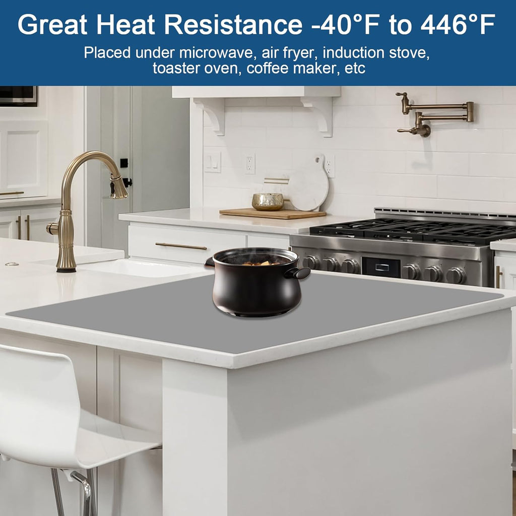 47.2"x23.6" Large Silicone Mat for Kitchen Counter, Heat Resistant Non-Slip Countertop Protector, Waterproof Silicone Craft Mat for Kitchen Island, Semitransparent