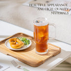 KEMORELA 26oz Ribbed Glass Mug with Handle and Lid – Large Clear Tumbler for Iced Coffee, Tea, Smoothies & Hot Drinks, Reusable Glass Cup with Straw, Dishwasher Safe, Travel Friendly