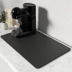 Rnivvi Coffee Mat, 12" x 19" Coffee Bar Mats for Espresso Machine Station Accessories and Organizer, Hide Stain Rubber Backed Absorbent Dish Drying Pad for Kitchen Counter, Cute Bar Decor Pad, Black