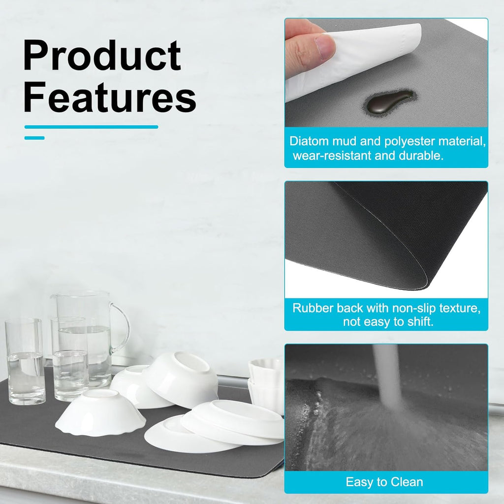 uxcell Silicone Mats for Kitchen Counter, 35.4" x 23.6" Non-Slip Countertop Protector Mat Heat Resistant Coffee Mat Waterproof Table Placemat, Dark Gray