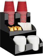MYITYARD Coffee Station Organizer, Coffee Cup Holder for Countertop, Cup and Lid Dispenser with 6 Compartment, Cup and Condiment Station for Home, Kitchen, Office and Breakroom