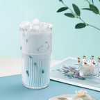 18.5oz Glass Cups with Lids and Straws - Set of 4 Reusable Tumblers, Thickened Shatter-Resistant Glass, Ideal for Iced Coffee, Smoothies, Cocktails, Juices - Elegant & Durable Drinkware