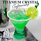 BENETI European Made Colored Martini Glasses Set of 6 Stemless Cocktail Glasses - 8 Oz, Dishwasher Safe, Crystal Glass Cups for Partys