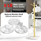 Gold Mug Holder Tree with Marble Base, 8 Hooks Coffee Cups Holder Stand, New Upgrad Stable Removable Mug Rack for Kitchen Cafe