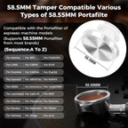 IKAPE 58.5mm Espresso Tamper, Premium Barista Coffee Tamper with Calibrated Spring Loaded, 100% Stainless Steel Base Tamper (White)