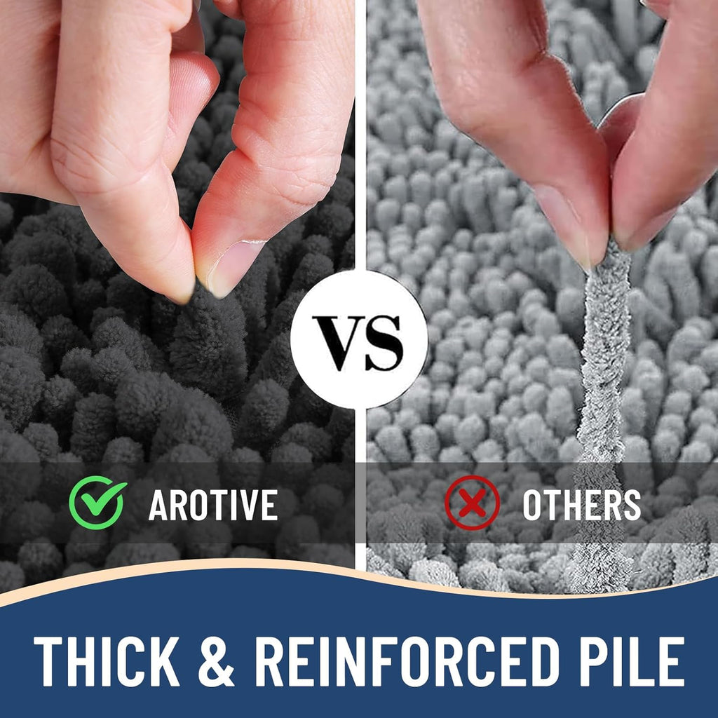 Arotive Luxury Chenille Bathroom Rug Mat, Extra Soft Thick Absorbent Shaggy Bath Rugs, Non-Slip Machine Wash Dry, Plush Bath Mats for Bathroom, Shower and Tub, 30x20, Dark Grey