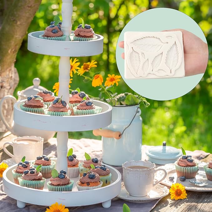 1 Pcs Plant Leaf Chocolate Fondant Mold Reusable Fern Leaf Silicone Mold, for Kitchen Baking Wedding Cake Decoration Cupcake Toppers Biscuit Candy Clay Resin Pendant Plaster