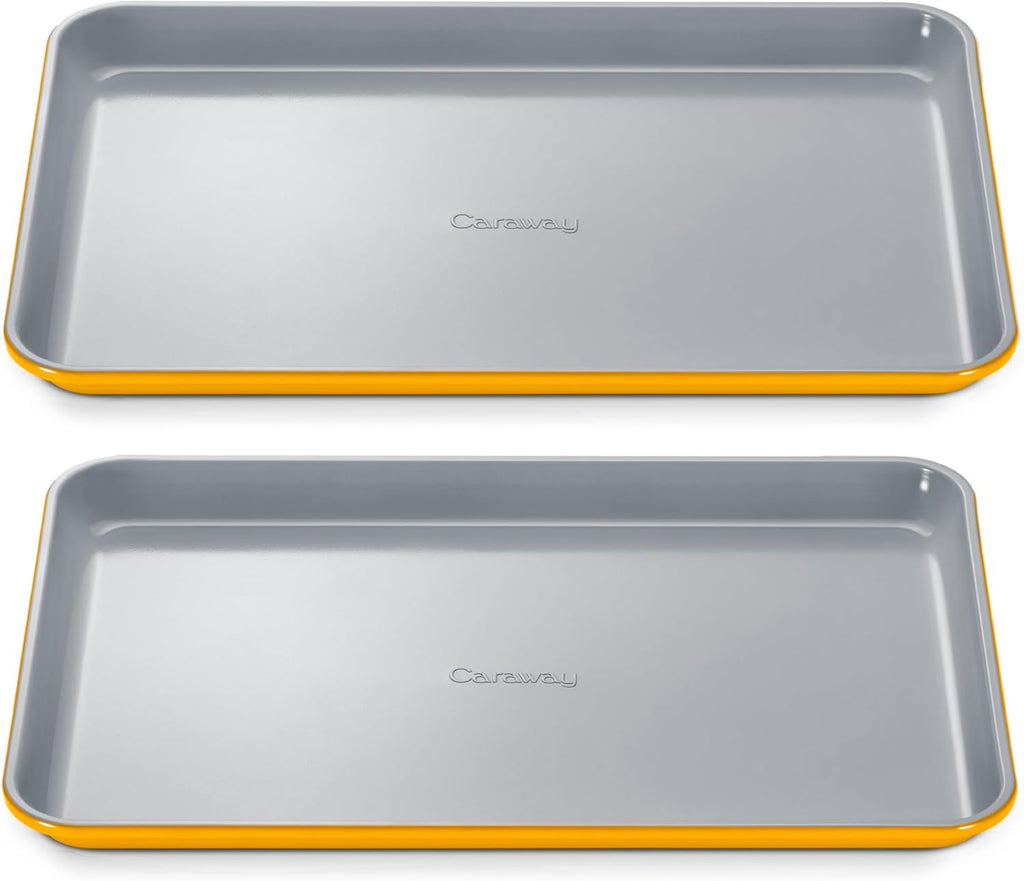 Caraway Non-Stick Ceramic Medium Baking Sheet - Naturally Slick Ceramic Coating - Non-Toxic, PTFE & PFOA Free - Perfect for Baking, Roasting, and More - Medium (15" x 10") - Marigold