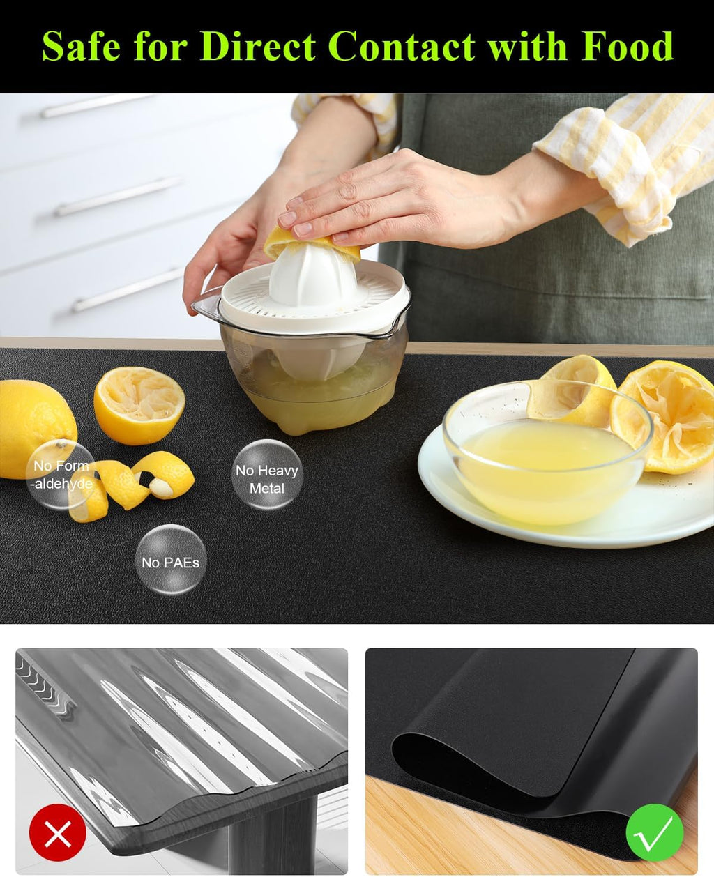 Black Plastic Table Cover Protector, 30" x 60" Waterproof Easy Flat PVC Desk Pad Mat, 1.5mm Thick Rectangle Vinyl Table Top Protector for Dining Room Table, Office, Dresser