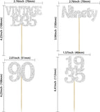 Gyufise 24Pcs 90th Birthday Cupcake Toppers Glitter Cheers to 90 Fabulous Ninety Vintage 1935 Cupcake Picks 90th Birthday Wedding Anniversary Party Cake Decorations Supplies Silver