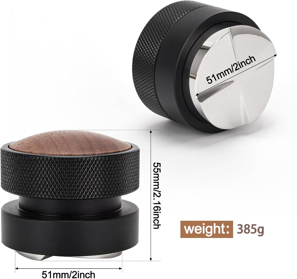 51mm Coffee Distributor and Tamper, Dual Head Espresso Tool with Adjustable Depth - Professional Coffee Leveler and Hand Tamper for 51mm Portafilters, Barista-Grade Espresso Accessory (51mm)