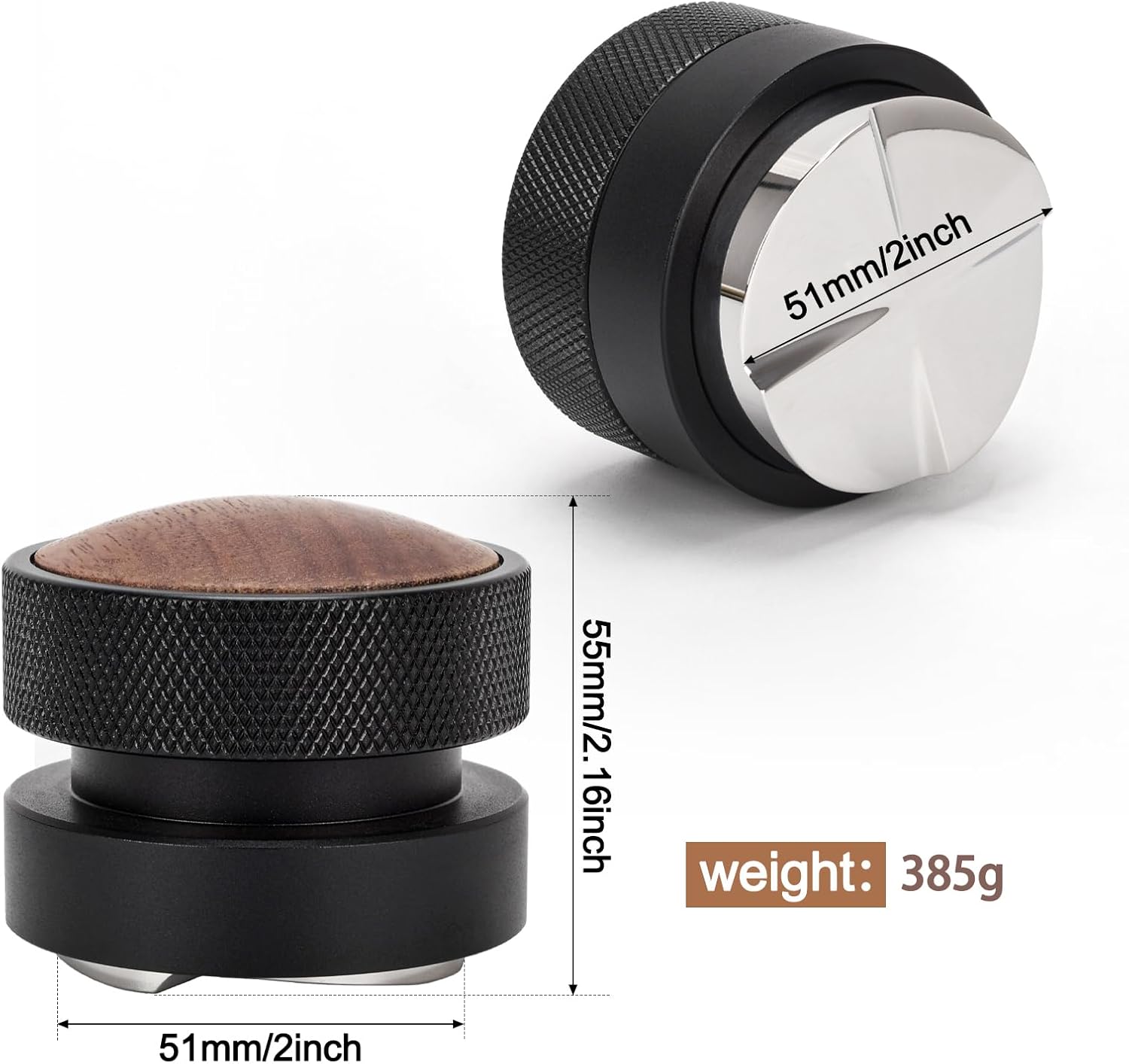 51mm Coffee Distributor and Tamper, Dual Head Espresso Tool with Adjustable Depth - Professional Coffee Leveler and Hand Tamper for 51mm Portafilters, Barista-Grade Espresso Accessory (51mm)