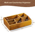 Acacia Wood Coffee Station Organizer for Countertop, Coffee Bar Accessories and Organizer, Pod Holder Storage Basket for K Cup Sugar Tea Bag