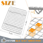 E-far Cooling Baking Rack Set of 2, Stainless Steel Grid Wire for Oven Roasting Cooking Bacon, 11.6" x 9.2" Grilling Broiling for Cooling Cookie Cake, Non-toxic & Dishwasher Safe