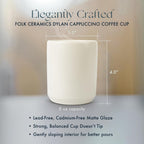 Folk Ceramics Dylan Ceramic Cappuccino Cups Set | Double Walled Ceramic Coffee Mug Set | Compact & Heat Insulated Cappuccino, Tea, Coffee & Latte Cup | 8oz, Set of 2 | Fog Grey