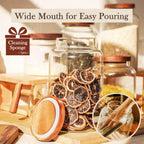 Labina Glass Storage Container Airtight Food Jars Kitchen Canister with Wood Lids, 88 Oz Wide Mouth Pantry Organization Glass Jar for Flour, Sugar, Cookie, Spagetti, Nuts and Candy