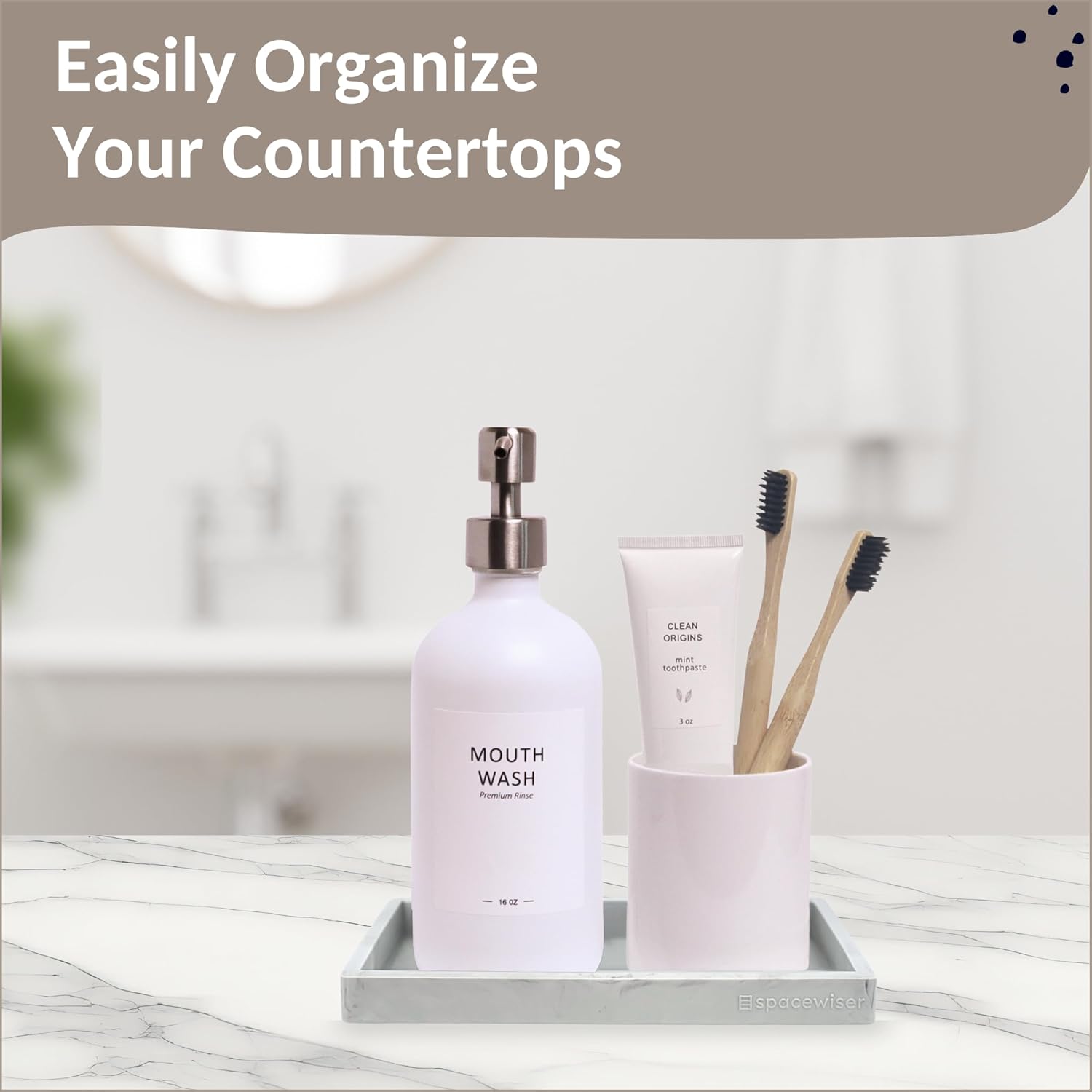 Countertop and Vanity Tray - Small 7.7” Silicone Tray for Soap Dispenser Bottles, Sponge Holder for Kitchen Sink Caddy Organizer, Bathroom Trays, Dish Soap Holder for Kitchen Counter, Keys