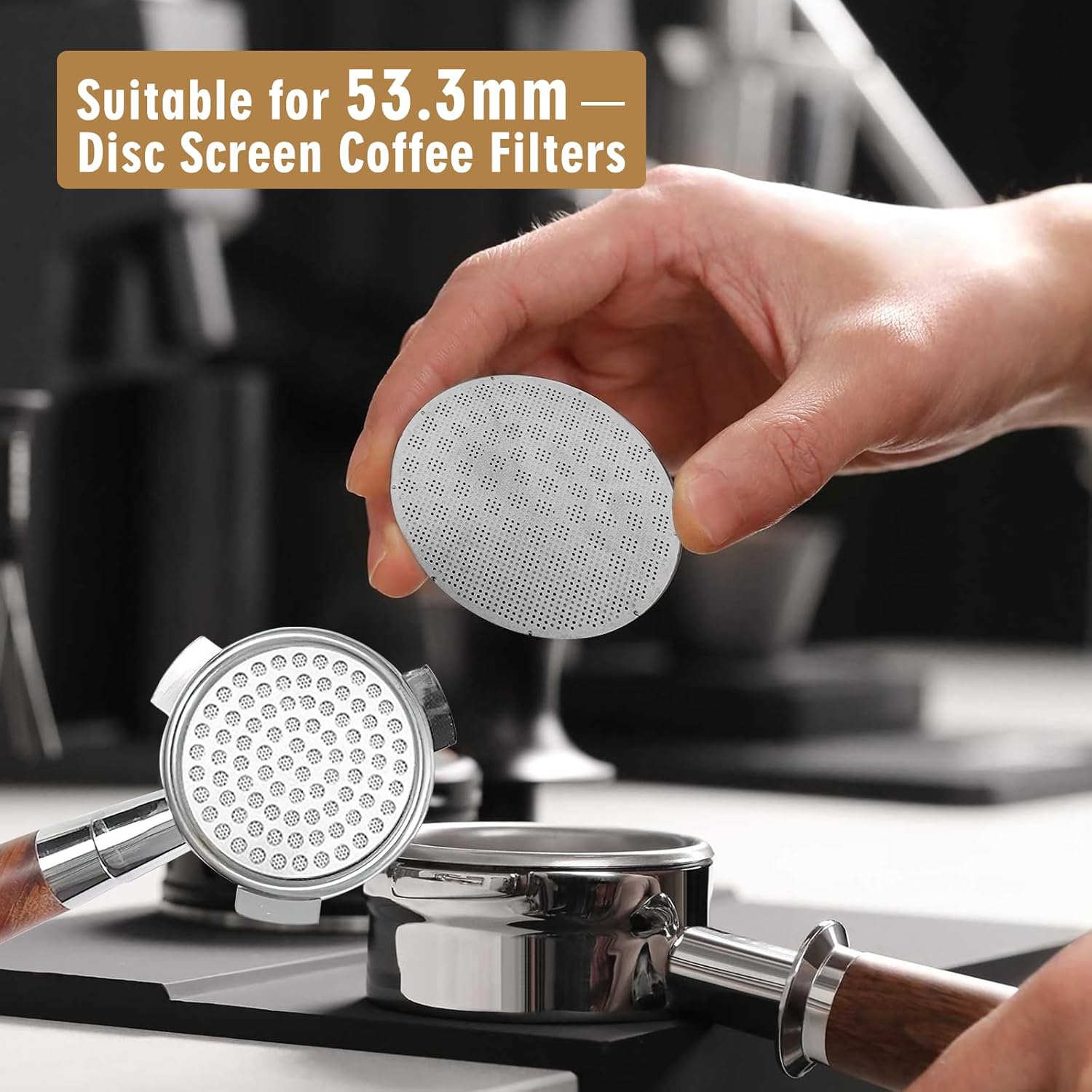 53.35mm Espresso Puck Screen, Stainless Steel Reusable Espresso Filters, 150μm, Bottomless Portafilter Filter Accessories for Espresso Portafilter Filter Basket