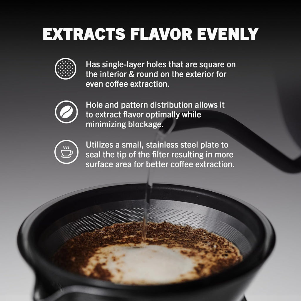 Able KONE for Chemex: The Original Reusable Black Titanium Coffee Filter