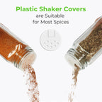 CycleMore 36 Pack 4oz Glass Spice Jars, Square Spice Containers with Black Metal Caps and Pour/Sift Shaker Lid-280pcs Labels,1pcs Silicone Collapsible Funnel and Brush Included