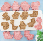 16pcs Animal Cookie Cutter Stamps Set, Lion, Panda, Forest Themed Plunger Stampers for Baking, Plastic Biscuit Molds for DIY Cookies, Cake Decor(J16)