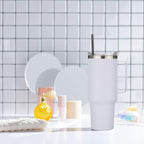 HASLE OUTFITTERS 40 oz Stainless Steel Tumbler with Handle, Vacuum Insulated Tumblers Bulk, Reusable Double Wall Travel Coffee Mug, Durable Powder Coated Water Bottles(White, 4)