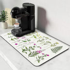 Bloss Dish Drying Mat, Multiple Usage Coffee Bar Mat, Kitchen Counter Mat, Absorbent Hide Stain Rubber Backed Dish Drying Pad(16.1"x24.1", 2-Row Flower)