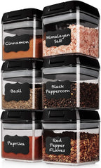 Shazo 6 PC Airtight Food Storage Containers - BPA Free Clear Plastic Snack & Spice Containers with Easy Lock Lids - Kitchen and Pantry Organization for Herbs, Coffee, Tea - 0.5L / 2.1 Cups