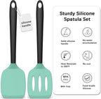 Coukre 2 Pack Silicone Spatula Set, High Heat Resistant, BPA Free Kitchen Spatula, Solid & Slotted Turner for Non-Stick Pans, Sautéing, and Flipping (2, AquaGreen)