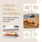 Cake Display with Lid – Acacia Wood Dessert Stand & Wooden Charcuterie Board with Lid for Loaf Cakes, Bread, Pastries, Cheese, Large Rectangle Wood Tray Platter & Acrylic Cover, 15 x 6.25”