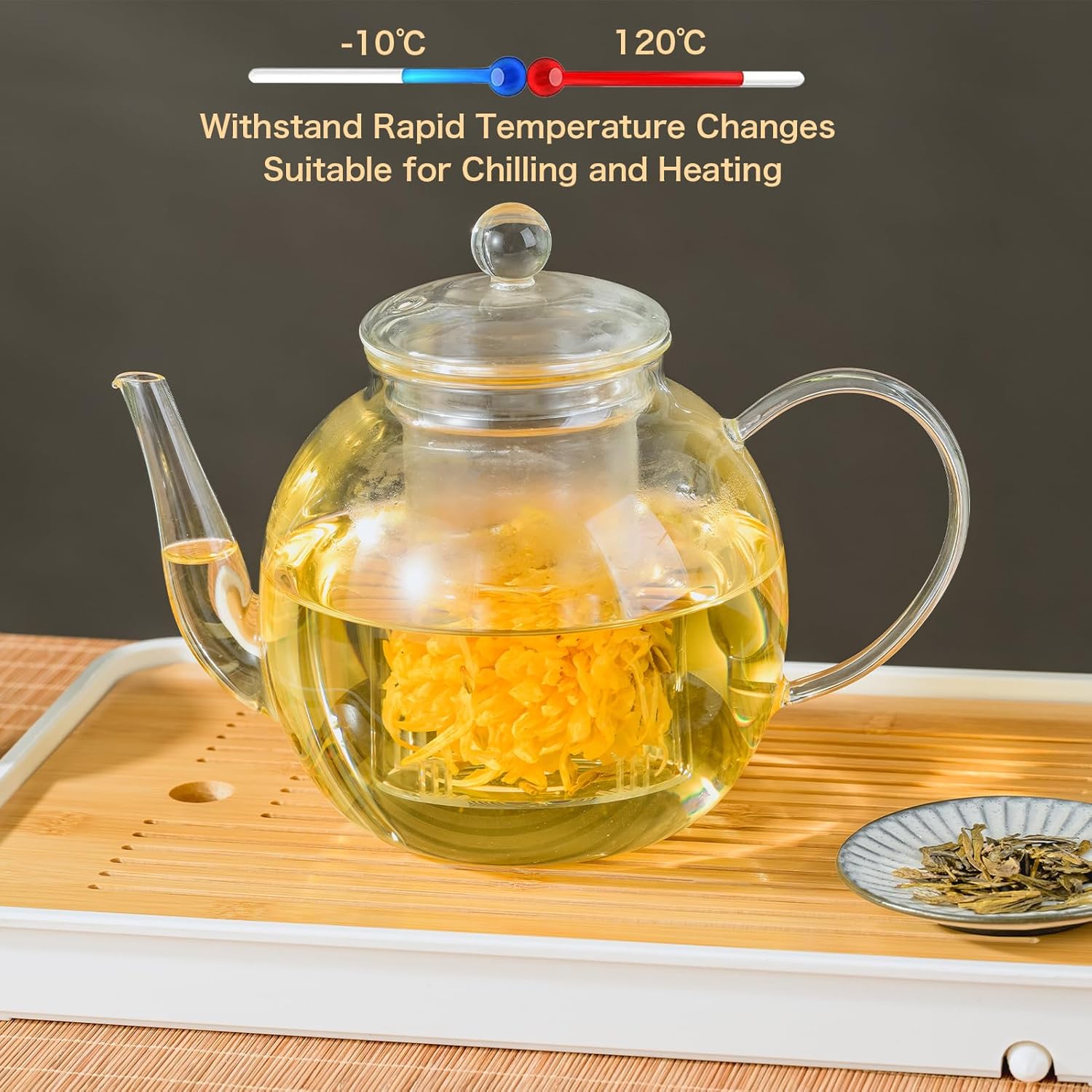 1530 ml/52 oz Large Glass Teapot with Removable Infuser, Clear Tea Kettle Stovetop Safe for Loose Leaf and Blooming Tea, Tea Lover's Choice
