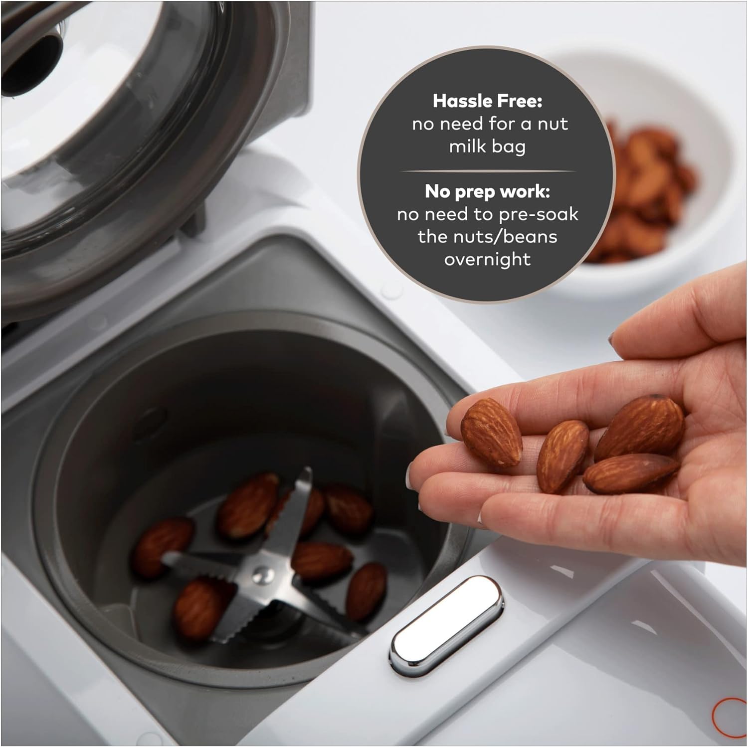 ChefWave Milkmade Dairy Alternative Vegan Nut Milk Maker Machine Almond Milk Soy Milk Oat Milk Cashew Milk Coconut Milk Macadamia Milk, No Soaking, Auto-Clean, Delay Start, Recipe Book - Silver/Black