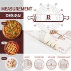 Silicone Baking Mat, Extra Thick Dough Rolling Pad with Measurements and Edge Heightening, Non-stick Food Grade Silicone Pastry Mat for Pastry, Bread, Cookies (Transparent, 20"L x 28"W)